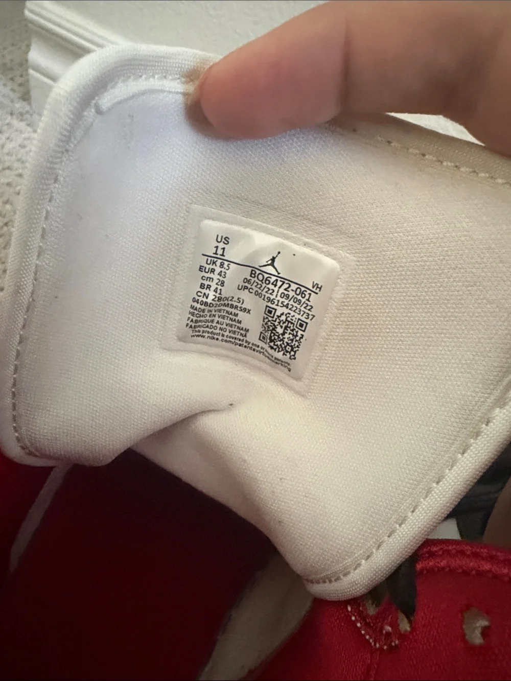 Nike Air Jordan 1 Shoes - White/Black/Red